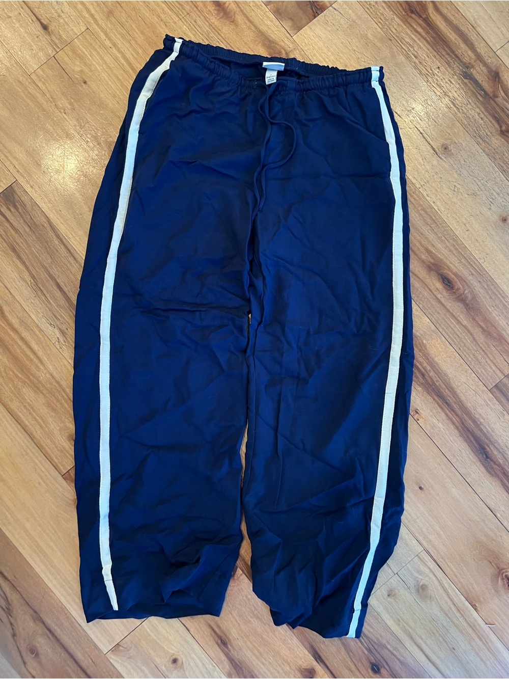 a new day Navy barrel track pant with White Side Stripes